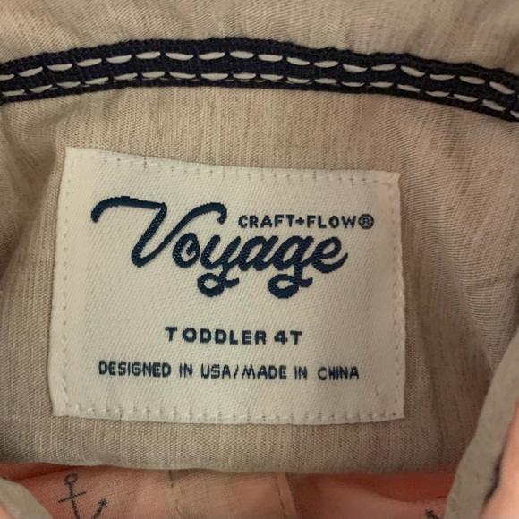 Pink Anchor Print Kids Button Down Shirt - Picture 4 of 13